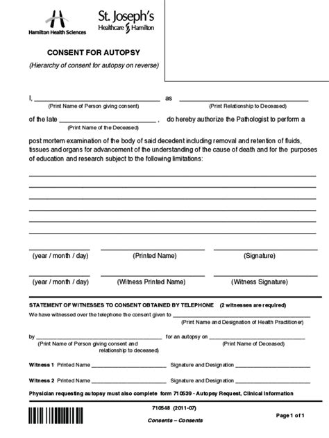 Fillable Online Postmortem Examination Or Autopsy Consent Form Fax