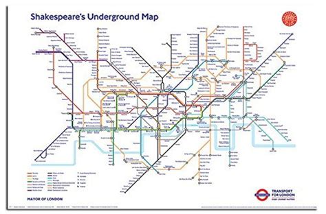 Shakespeares London Underground Map Poster Satin Matt Laminated 915