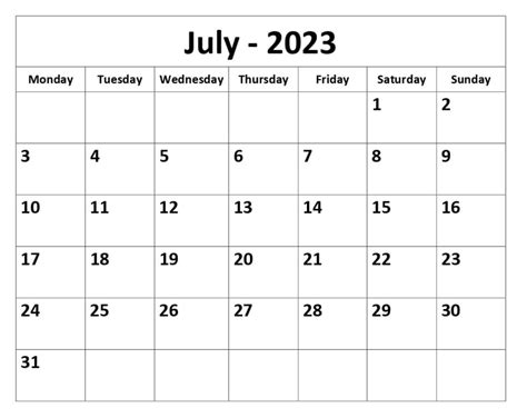 July 2023 Printable Calendar Archives