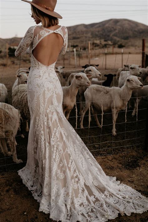 Willow By Dreamers Lovers Boho Long Sleeve Lace Wedding Dress