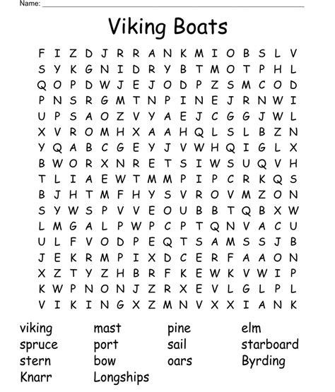 Viking Boats Word Search Wordmint