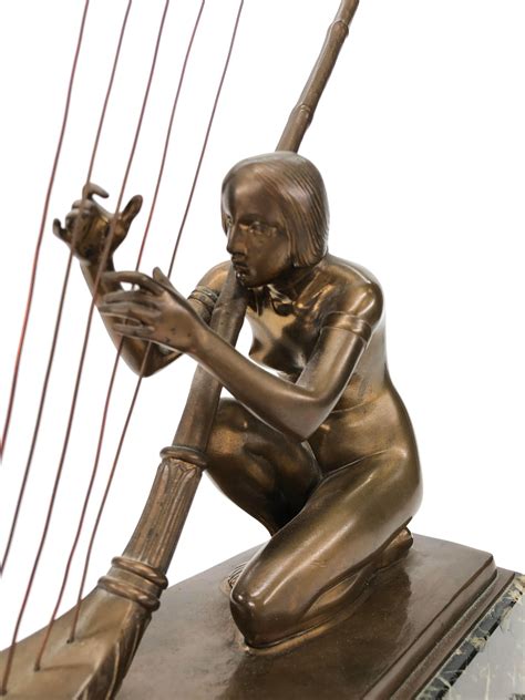 Lot Hans Muller Art Nouveau Nude Harp Player Bronze Sculpture