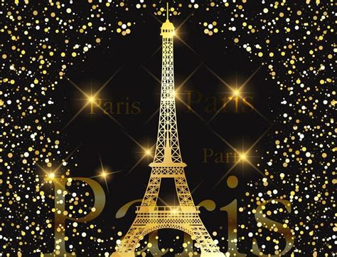 Gold Eiffel Tower Paris Night Lights Photography Backdrops Etsy