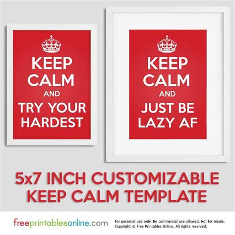 Free Personalizable 5x7 Keep Calm Template Free Printables Online