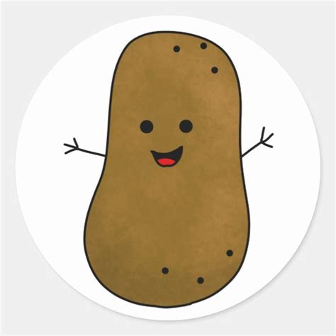 Cute Happy Potato Classic Round Sticker
