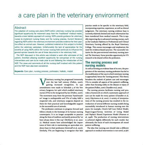 Free 10 Sample Nursing Care Plan Templates In Pdf Ms Word