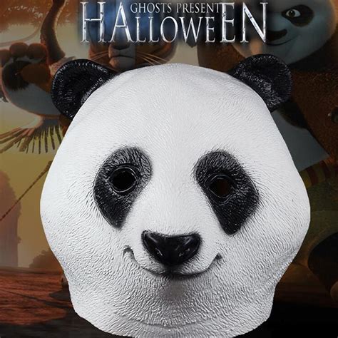 Novelty Latex Rubber Creepy Panda Head Mask Halloween Party Costume