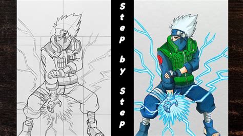 How To Drawkakashi With Chidori Step By Step Tutorial For Beginners
