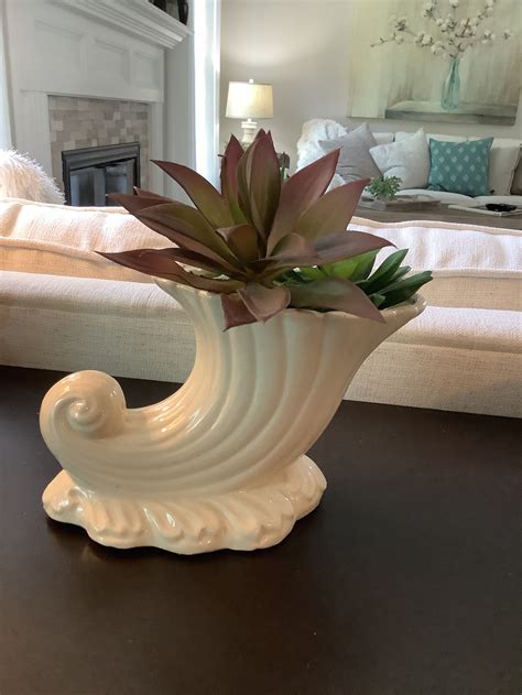 Sea Shell Planter Ceramic Conch Planter Vintage Faux Etsy