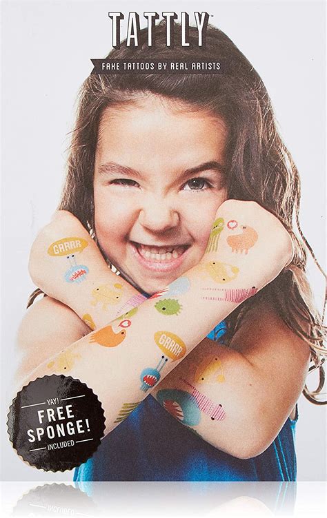 Tattly Temporary Tattoos Monster Set Amazonca Beauty And Personal Care