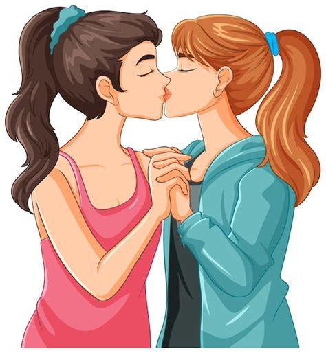 Premium Vector Lesbian Couple Kissing Cartoon Isolated