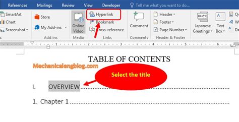 How To Add Bookmark And Hyperlink In Ms Word Mechanicaleng Blog