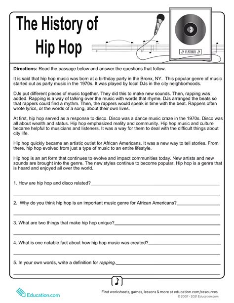 History Of Hip Hop Music Interactive Worksheet Edform
