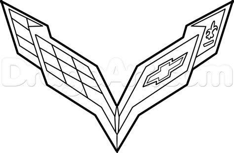 Chevrolet corvette am138 coloring page for corvette coloring pages. How to Draw the Corvette Logo, Step by Step, Cars, Draw ...