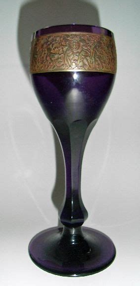 Dramatic And Elegent Moser Oroplastic Decorated Medium Sized Vase Or Glass In Purple With
