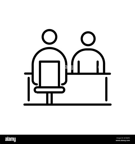 Job Interview Business People Icon Simple Line Flat Illustration Stock