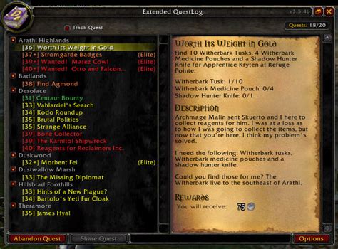 Eql Extended Quest Log World Of Warcraft Mods Gamewatcher