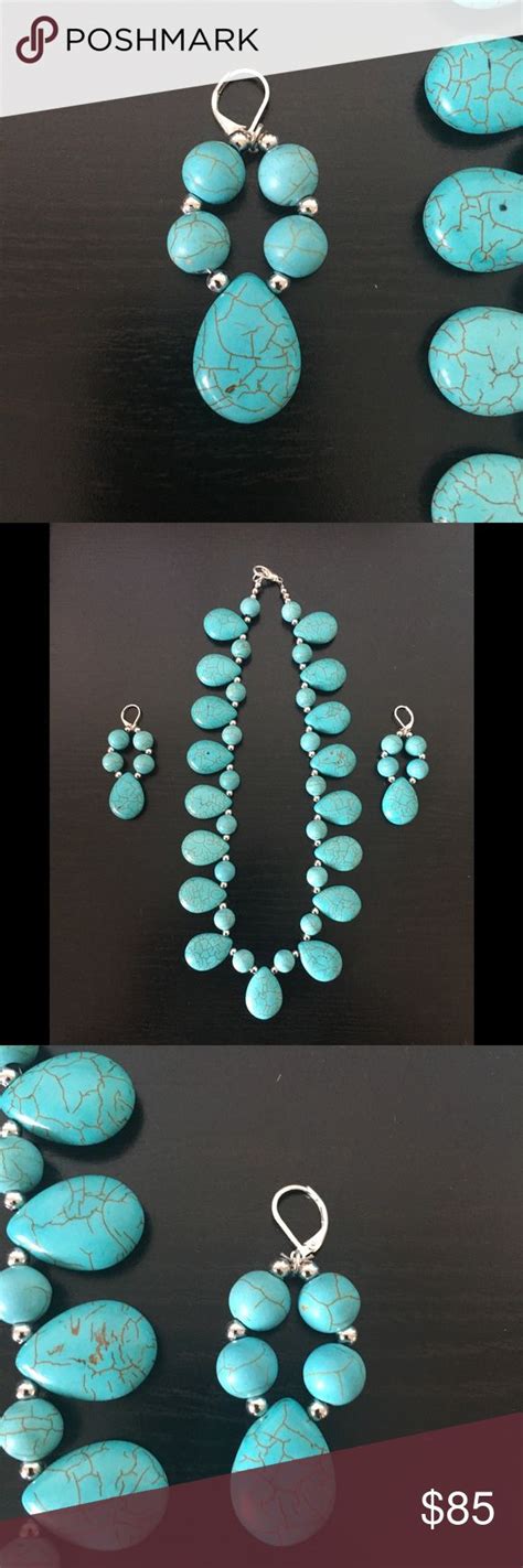 Turquoise Necklace And Earring Set Earring Set Turquoise Necklace