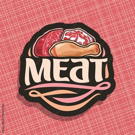 Vector Logo For Meat Sliced Piece Of Raw Marble Beef Chop Slice Of