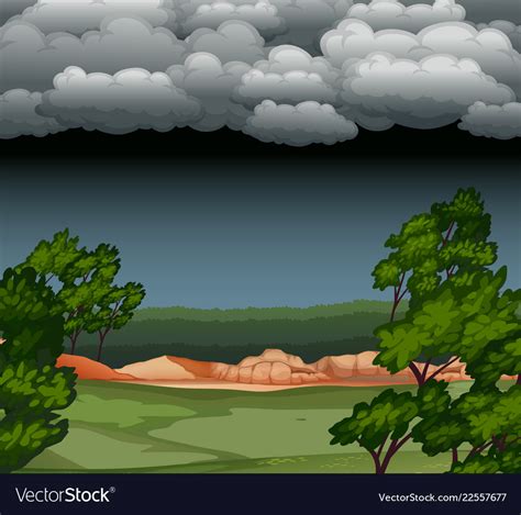 Cloudy Night Nature Landscape Royalty Free Vector Image