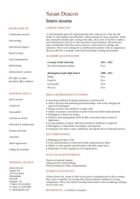 Essential skills for your accountant cv. Student entry level Intern resume template