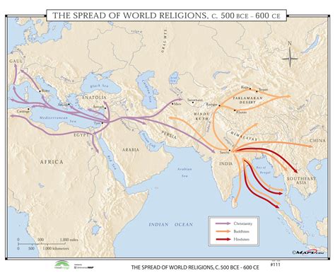 111 The Spread Of World Religions 500 BCE 600 CE The Map Shop