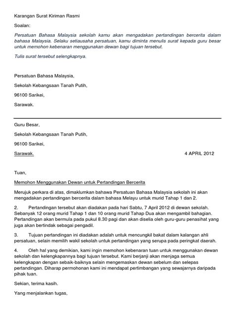 Contoh Surat Formal Bahasa Melayu Harrykruwfarrell
