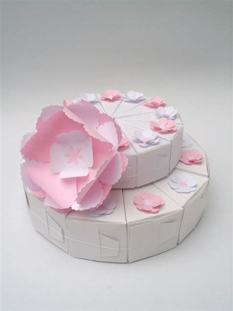 Handmade Paper Heaven White And Pink Paper Cake Tort Din Carton Roz