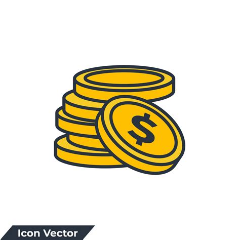 Coin Icon Logo Vector Illustration Money Stacked Coins Symbol Template
