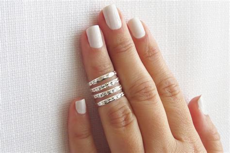 Silver Knuckle Ring Silver Ring Stacking Rings Above Knuckle Ring
