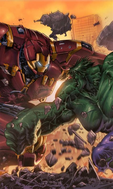 Iron Man Hulkbuster Vs Hulk Fight Superheros Artwork 480x800