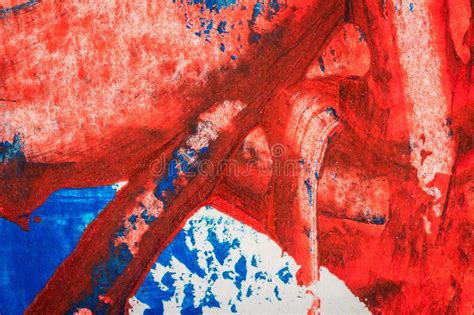 Abstract Red and Blue Hand Painted Acrylic Background Stock