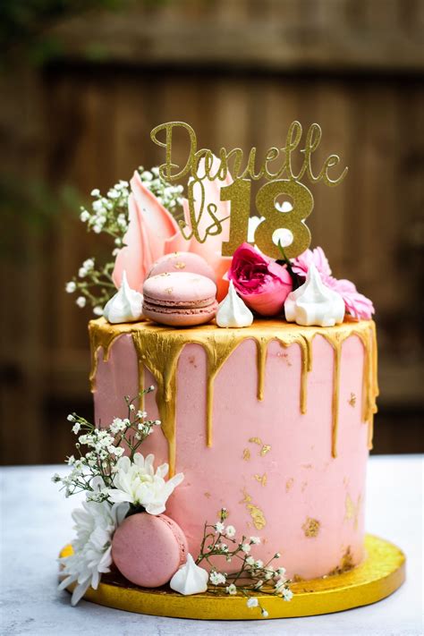 Pink And Gold Drip Cake 21st Birthday Cakes Fondant Wedding Cakes