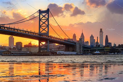 Philadelphia skyline sunset | High-Quality Architecture Stock Photos ~ Creative Market