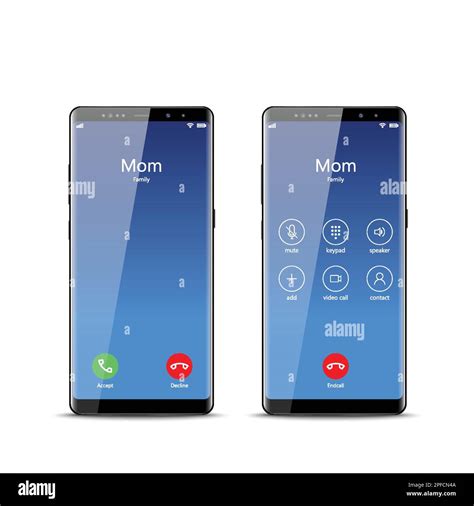 Phone Screen Call Mockup Mobile Device Interface Template Incoming