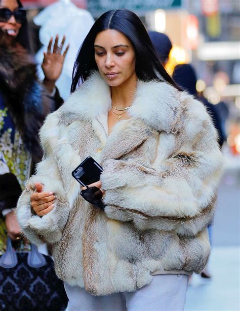 Kim Kardashian In Fur Coat Out For Lunch Gotceleb