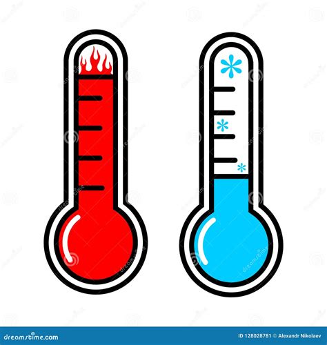 Thermometers Measuring Heat And Cold Vector Illustration Icon