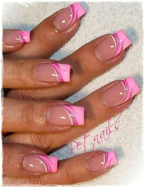 pink french nails french acrylic nails french nail designs