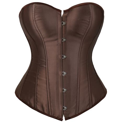 Women Sexy Brown Corsets Bustiers Lace Up Overbust Corset Lingerie Top Sexy Victorian Vintage