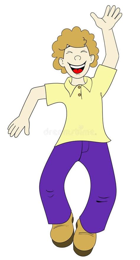 Drawing Of A Happy Person Waving A Friendly Hand Stock Illustration