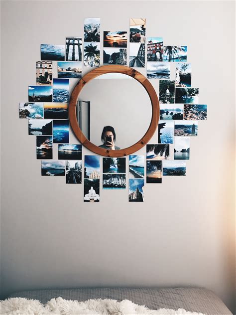Picture Collage With Round Mirror Photo Walls Bedroom Room Design Bedroom Room Inspiration