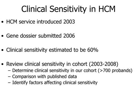 Ppt Clinical Sensitivity Of Molecular Genetic Testing In Hypertrophic