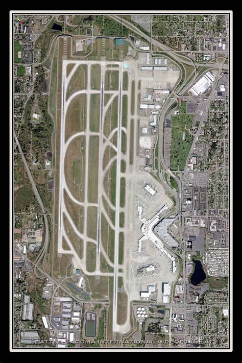 The Seattle Tacoma Intl Airport Washington Satellite Poster Map