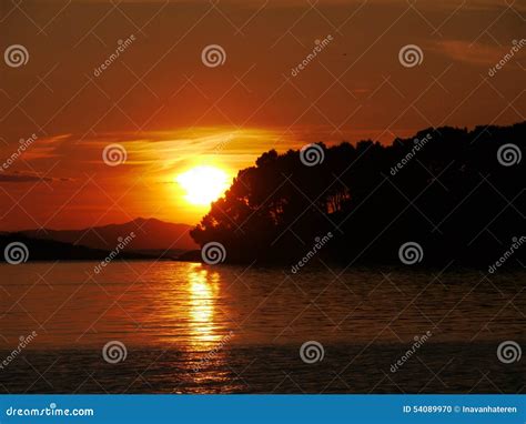 Sunset In The Adriatic Sea Of Croatia Stock Photo Image Of Colours