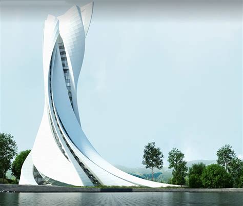 Futuristic Architecture Awe Inspiring White Building On Water