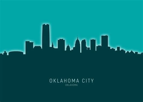 Oklahoma City Skyline Poster By Michael Tompsett Displate