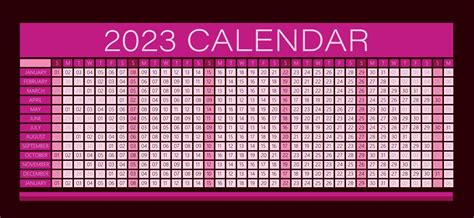 2023 Year Wall Calendar Magenta Color Full Editable Vector Wall