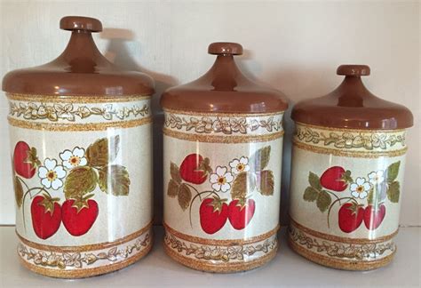 Strawberry Canister Set Vintage Lincoln Beautyware Canisters Etsy