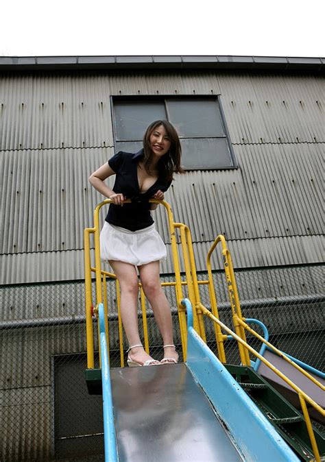 Japanese Teen Takako Kitahara Exposes Upskirt Panties On Slide At