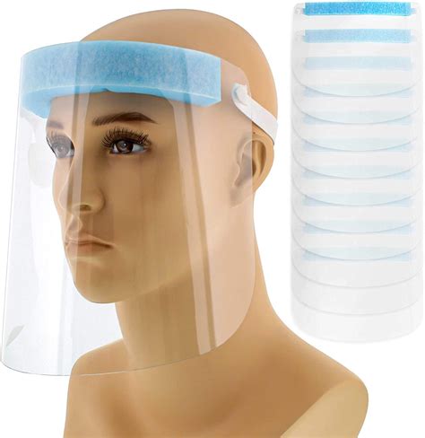 Salon World Safety Face Shields Pack Of 10 Ultra Clear Protective Full Face Shields To